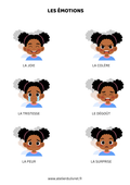 Fiche - Émotions fille (peau foncée)