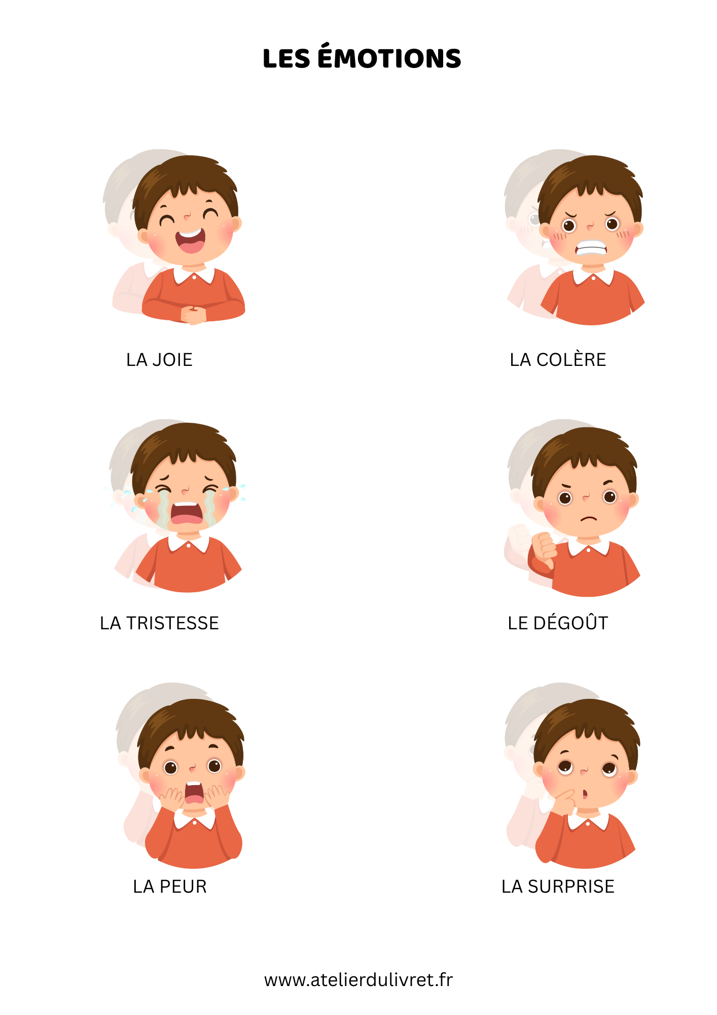 Fiche - Émotions garçon (peau claire)