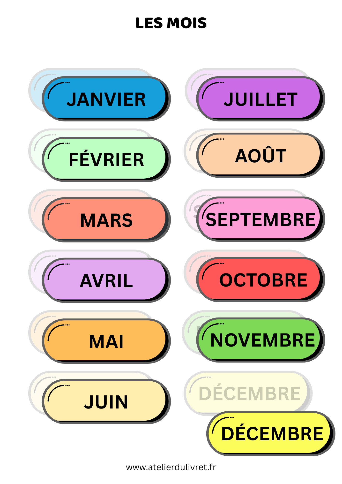 Fiche - Les mois de l'année