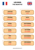 Fiche - Les mois Français / Anglais