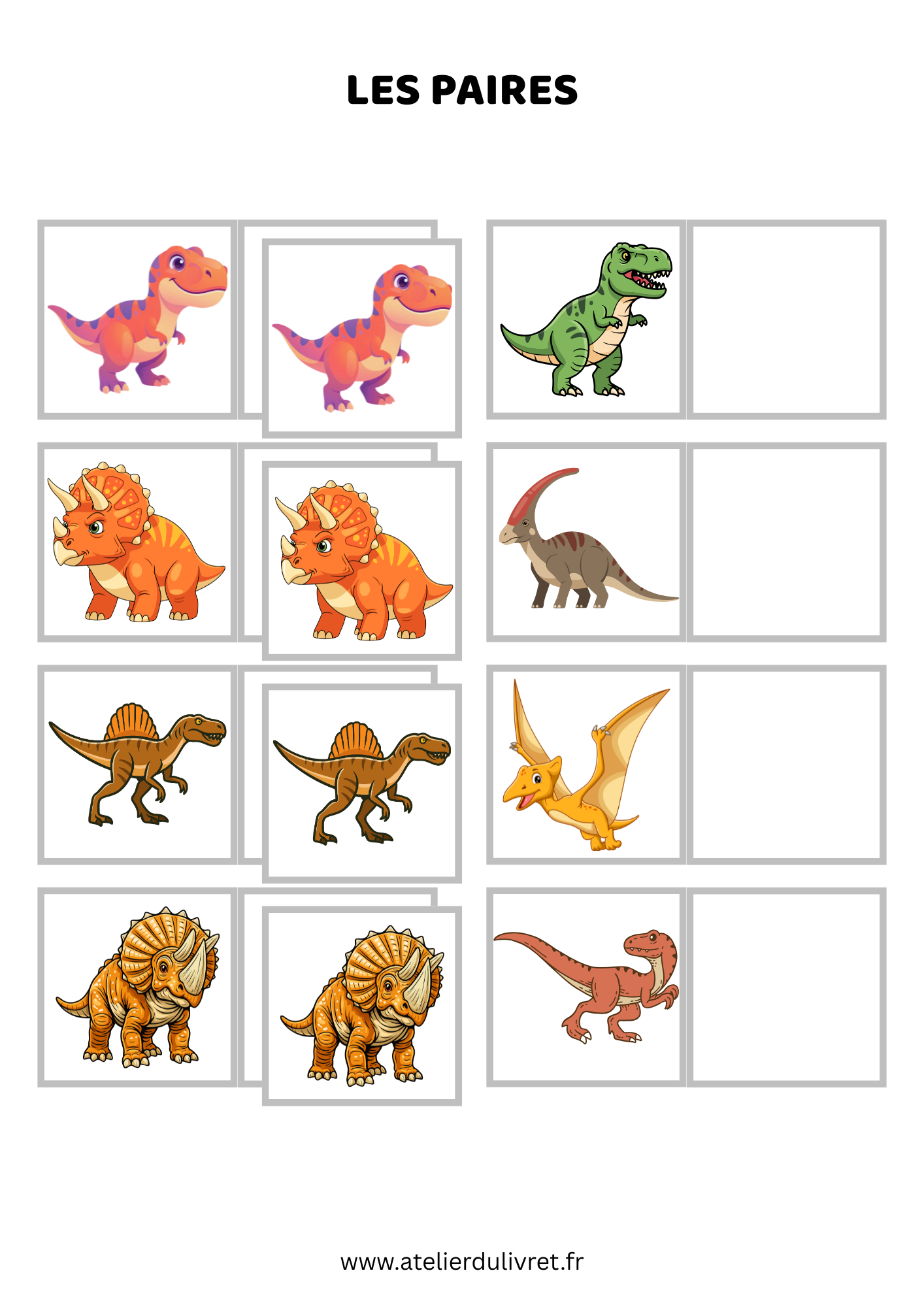 Fiche - Les paires (dinosaures)