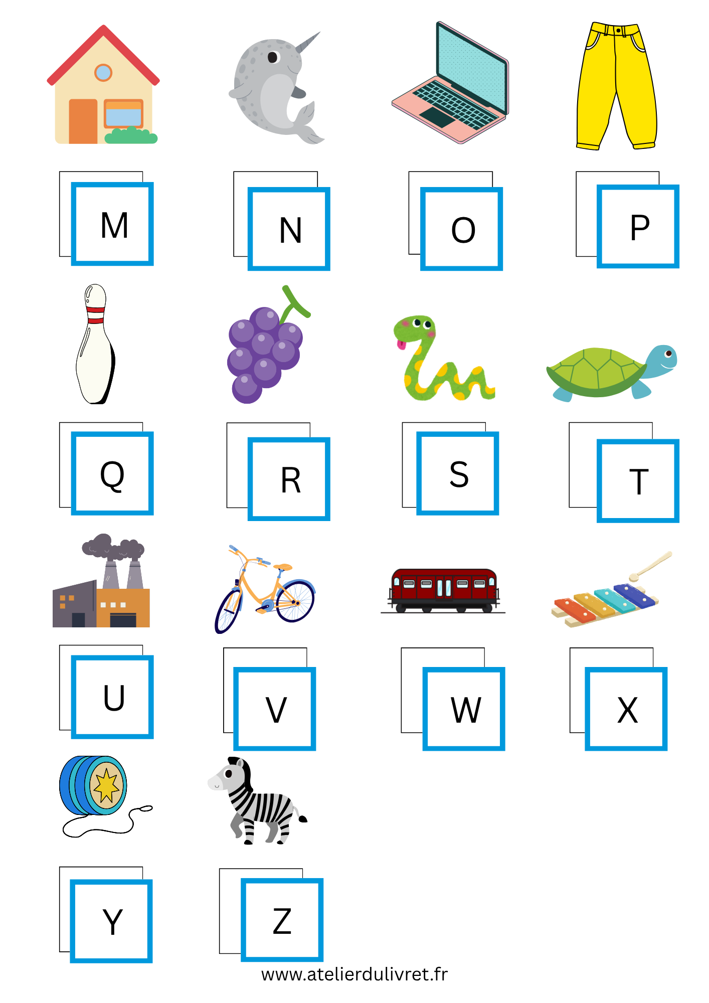Fiche - L'alphabet suite (M à Z)