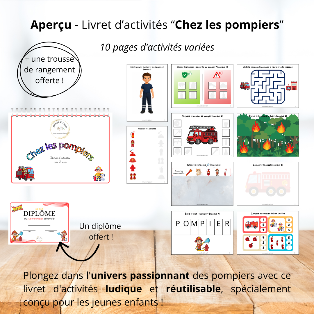 Livret d'activités dès 3 ans - "Chez les pompiers"