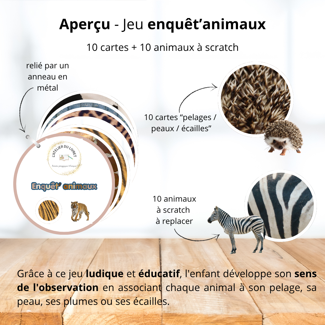 Jeu d'association sensoriel et éducatif - Enquêt'animaux dès 2 ans