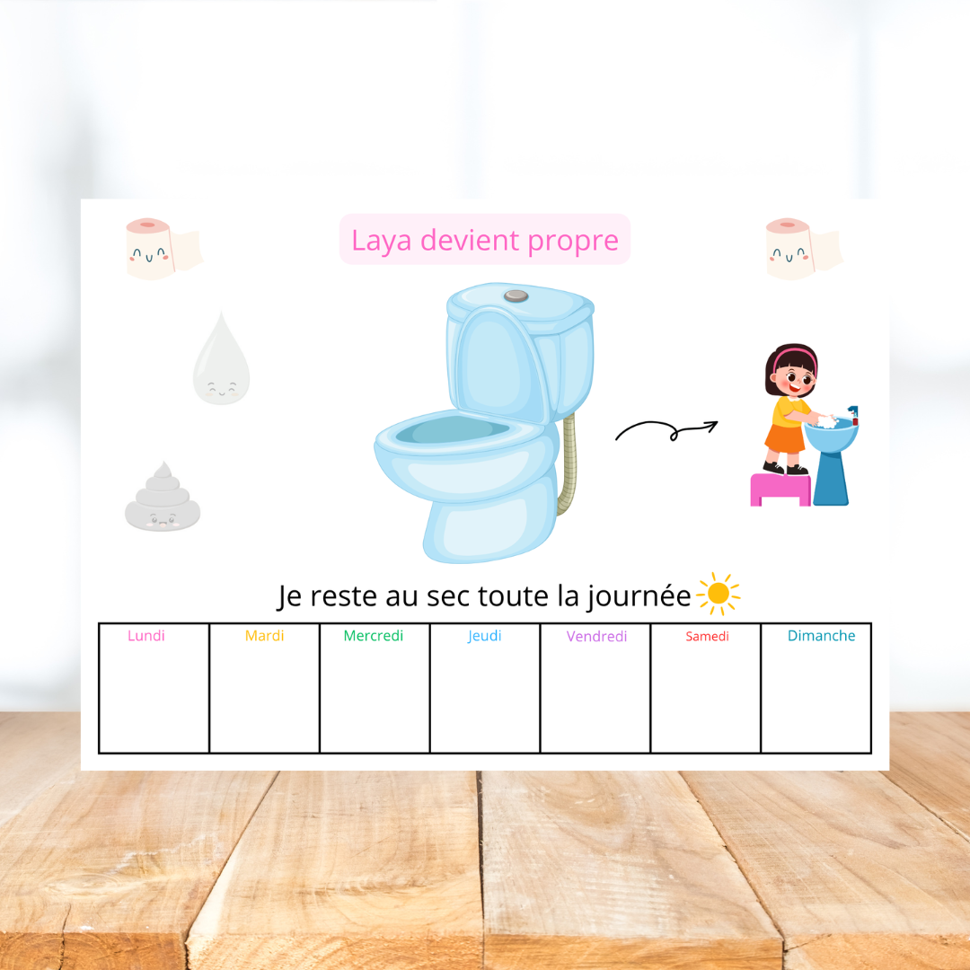 Tableau d'apprentissage de la propreté Fille - Version toilettes