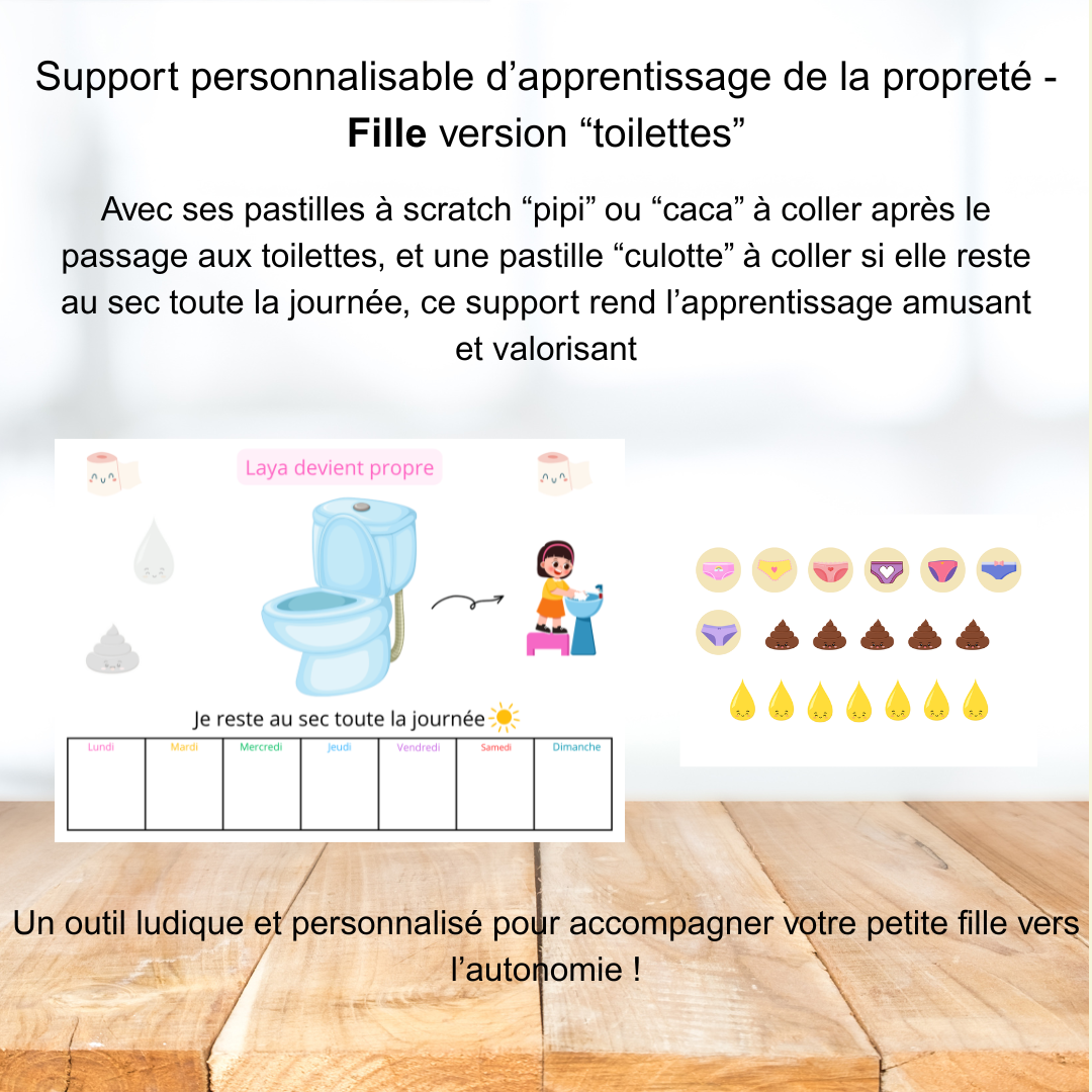 Tableau d'apprentissage de la propreté Fille - Version toilettes – Image 2