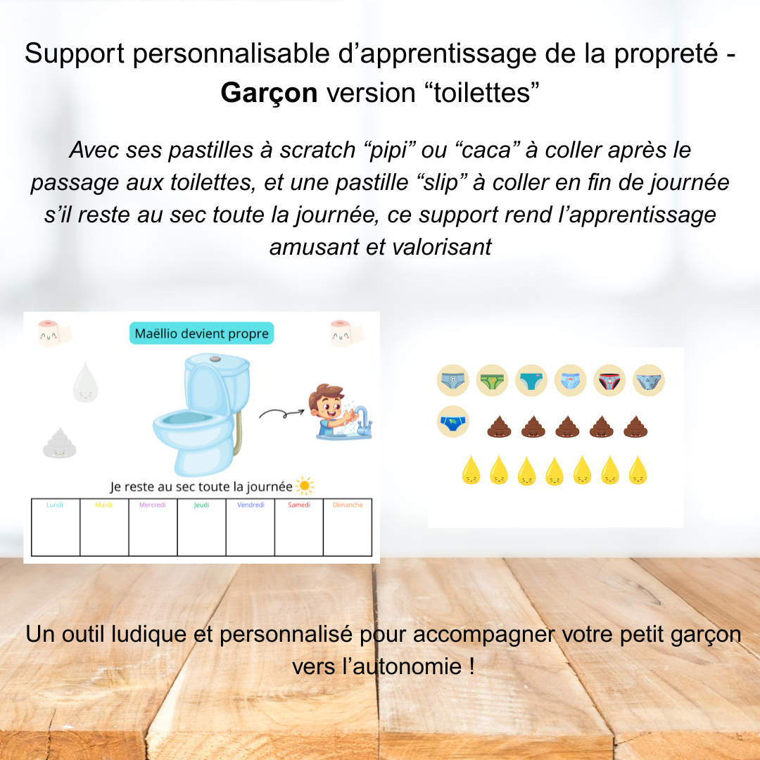 Tableau d'apprentissage de la propreté Garçon - Version toilettes – Image 2