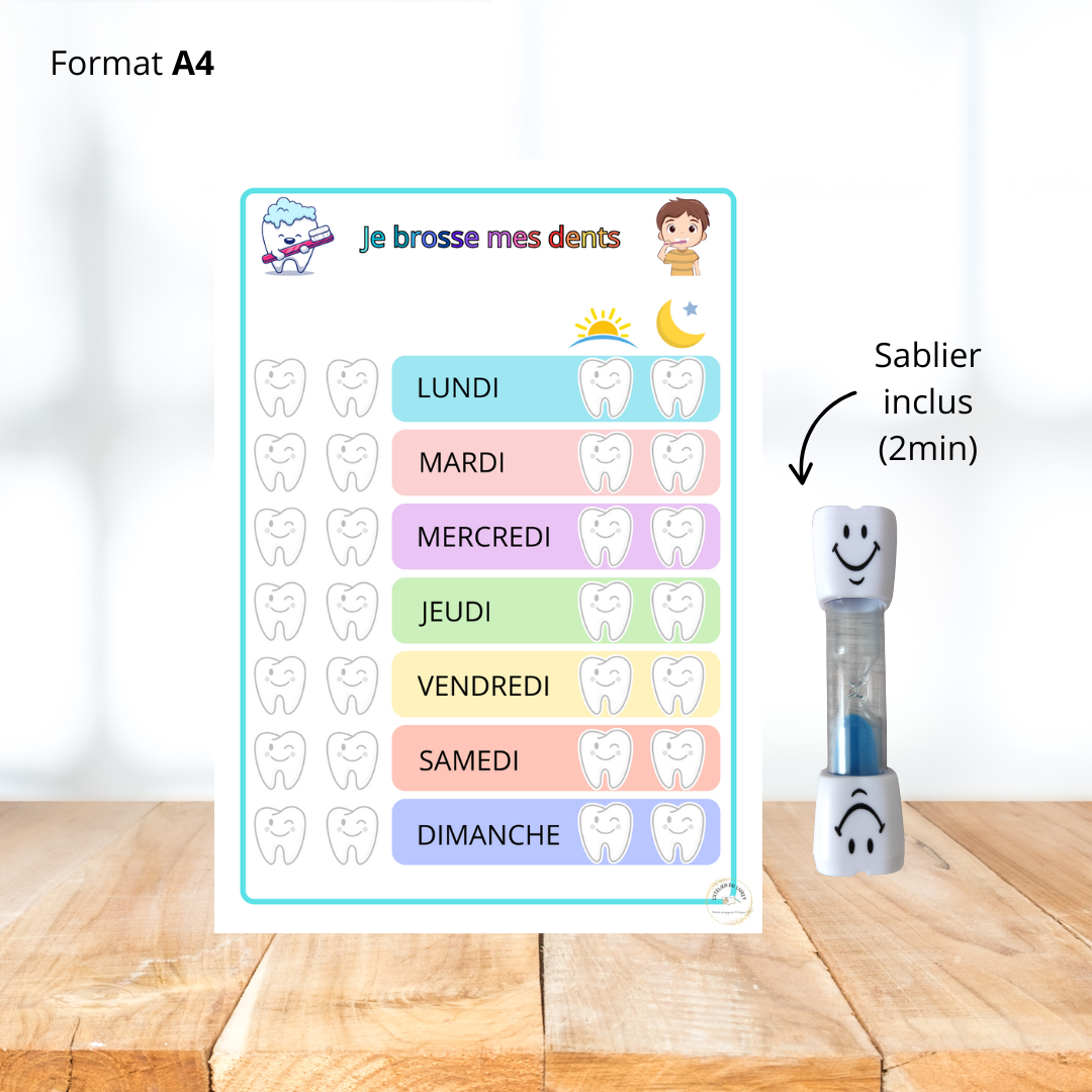 Affiche "brossage des dents" - Garçon brun