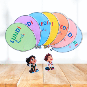 Cartes ballons des jours de la semaine