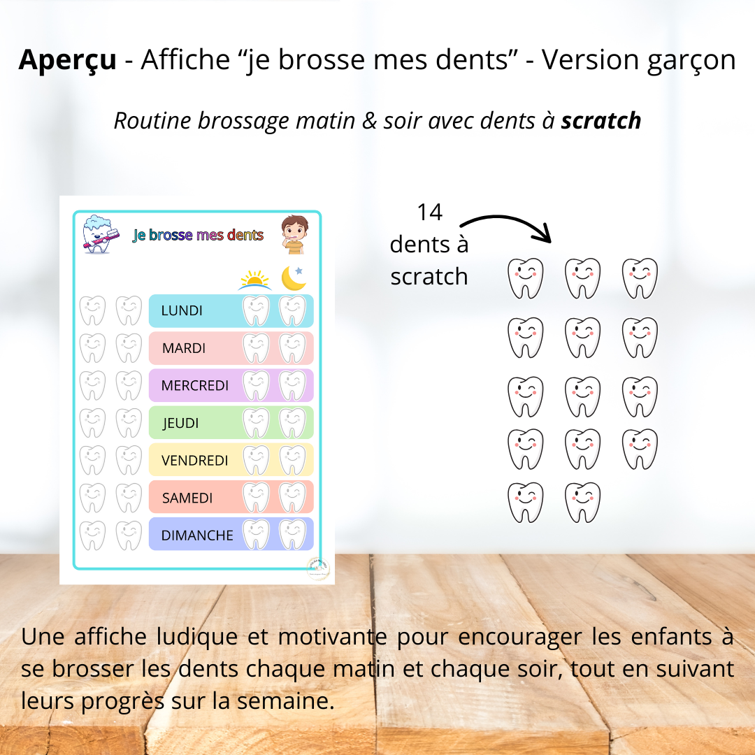 Affiche "brossage des dents" - Garçon brun – Image 2