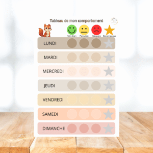 Tableau du comportement - Couleurs nudes